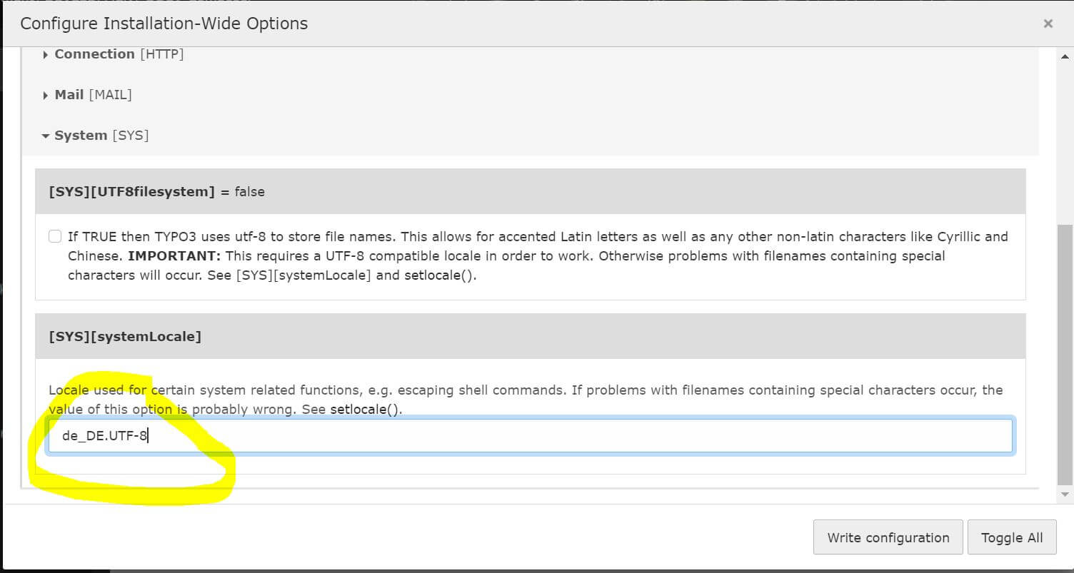 systemLocale Configure Installation Wide options